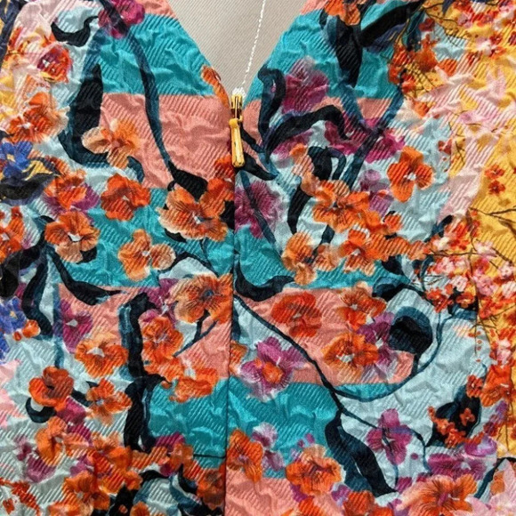 SALONI Yellow Orange Floral Jess A-Line Cocktail Dress $525 - Picture 10 of 10